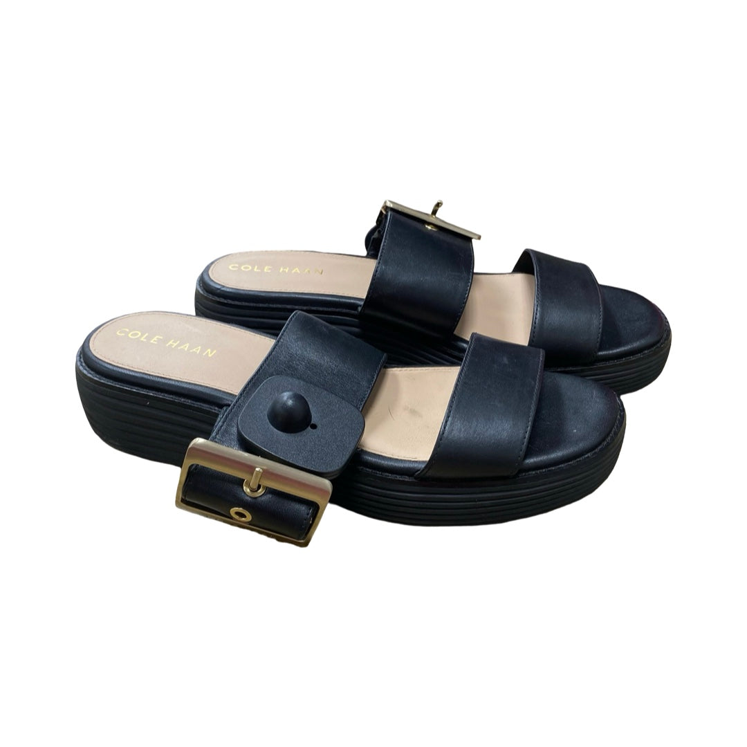 Sandals Heels Wedge By Cole-Haan In Black, Size:7