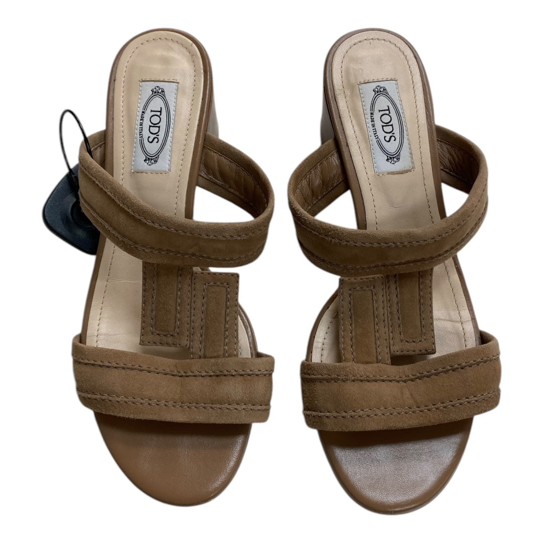 Sandals Luxury Designer By Tods In Taupe, Size:6