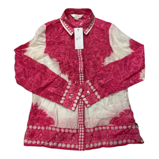 Top Ls Designer By Lilly Pulitzer In Pink & White, Size:Xxs