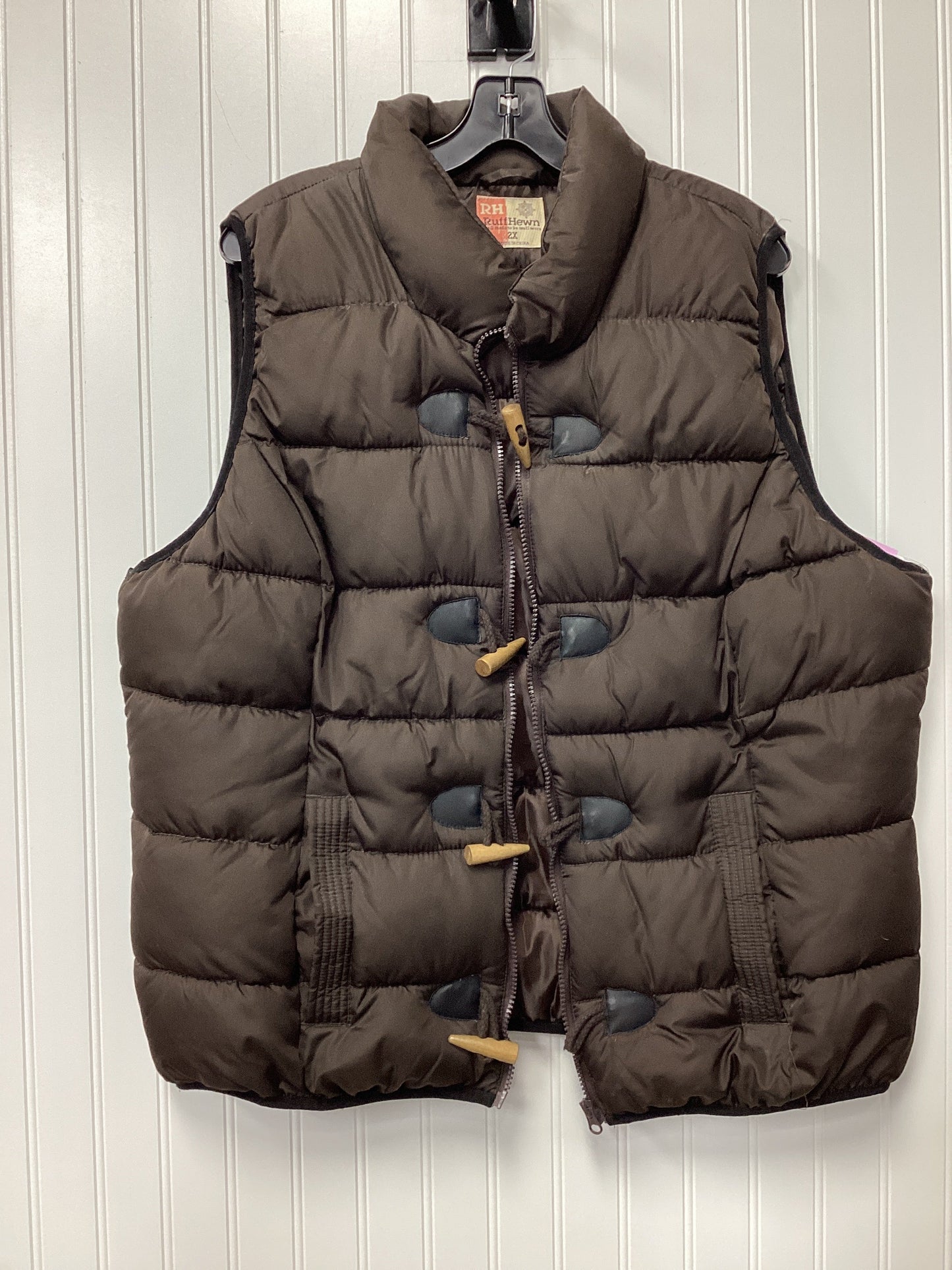 Vest Puffer & Quilted By Ruff Hewn In Brown, Size:2X
