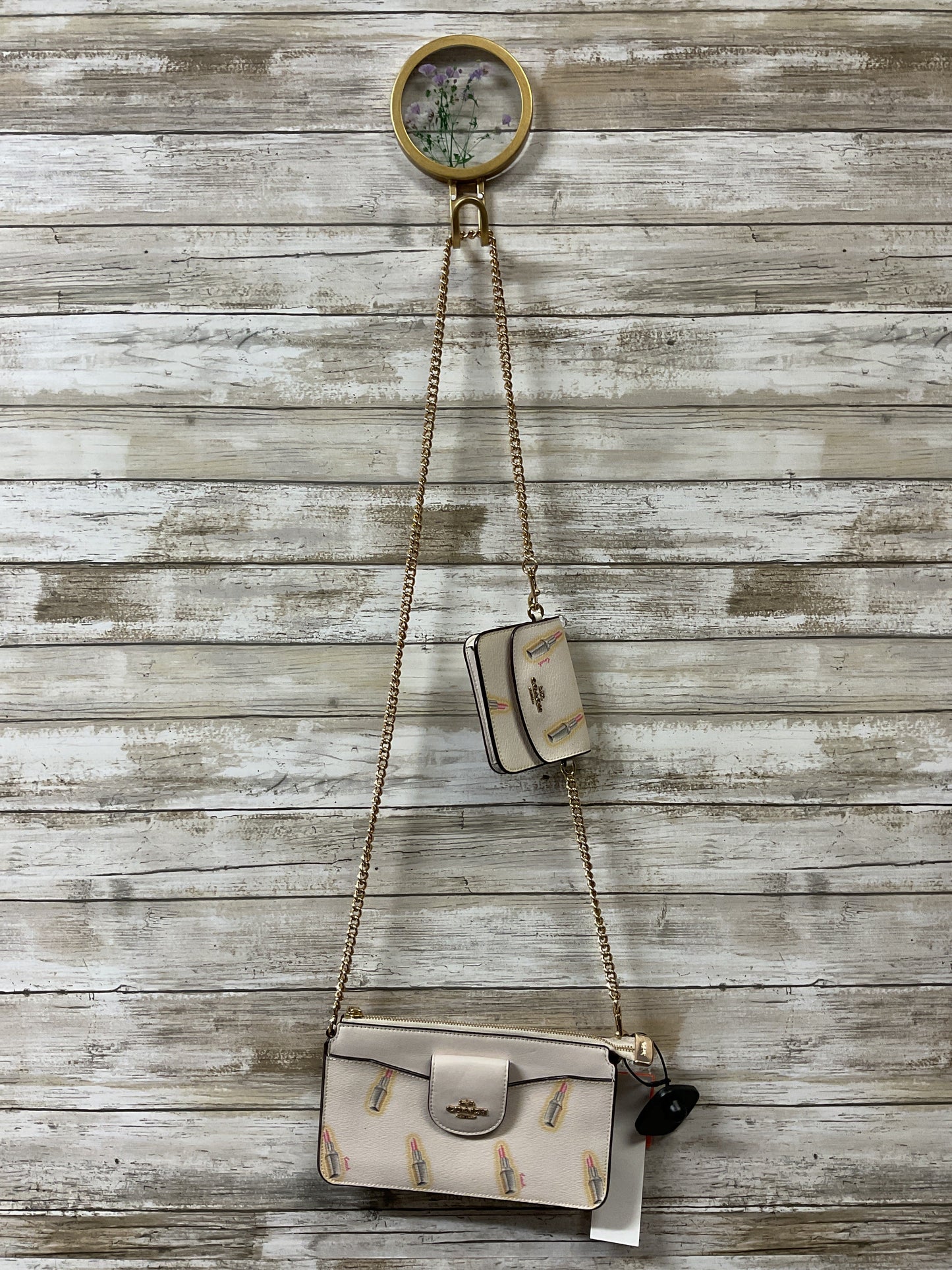 Crossbody Designer By Coach In Pink & Tan, Size:Small