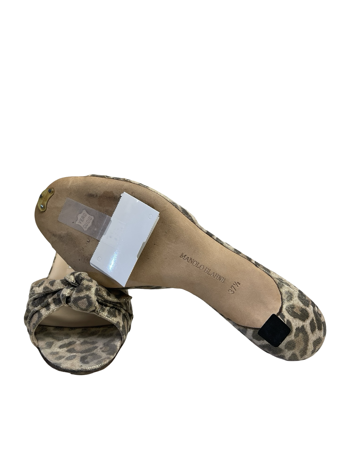 Sandals Luxury Designer By Manolo Blahnik In Animal Print, Size: 7
