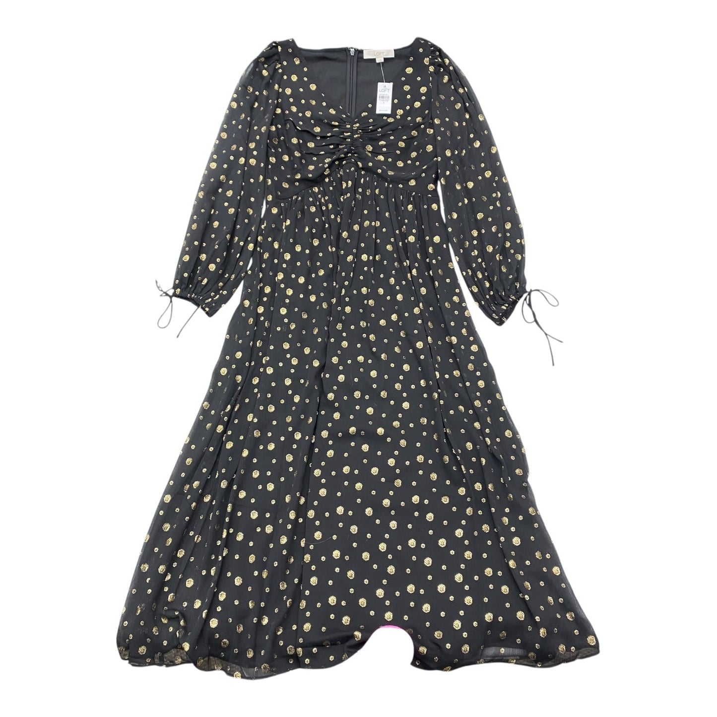 Dress Casual Maxi By Loft In Black & Gold, Size:6