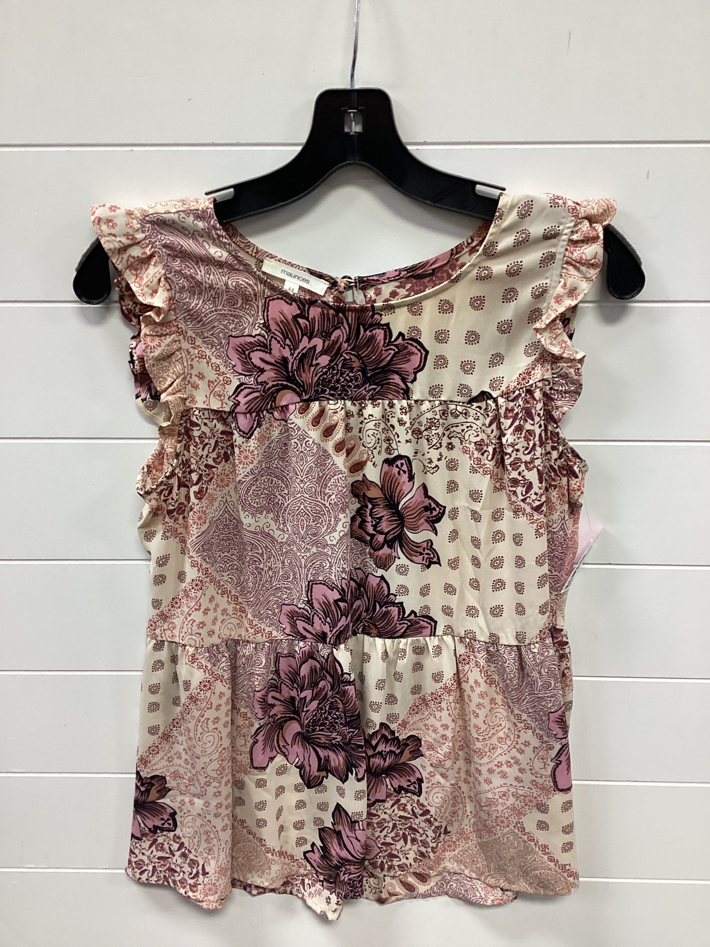 Top Sleeveless By Maurices In Cream & Purple, Size:S