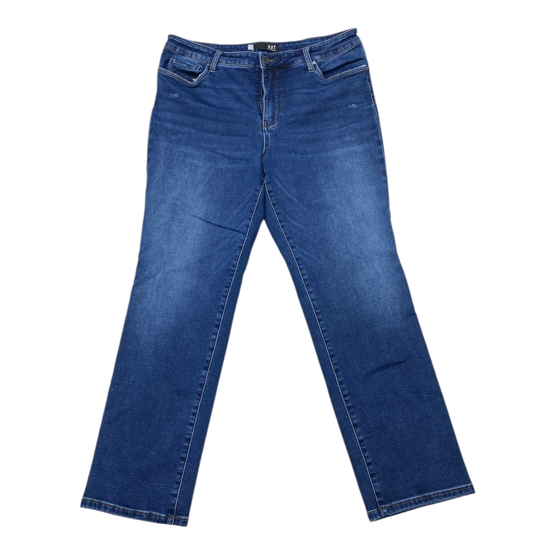 Jeans Straight By Kut In Blue Denim, Size:16L