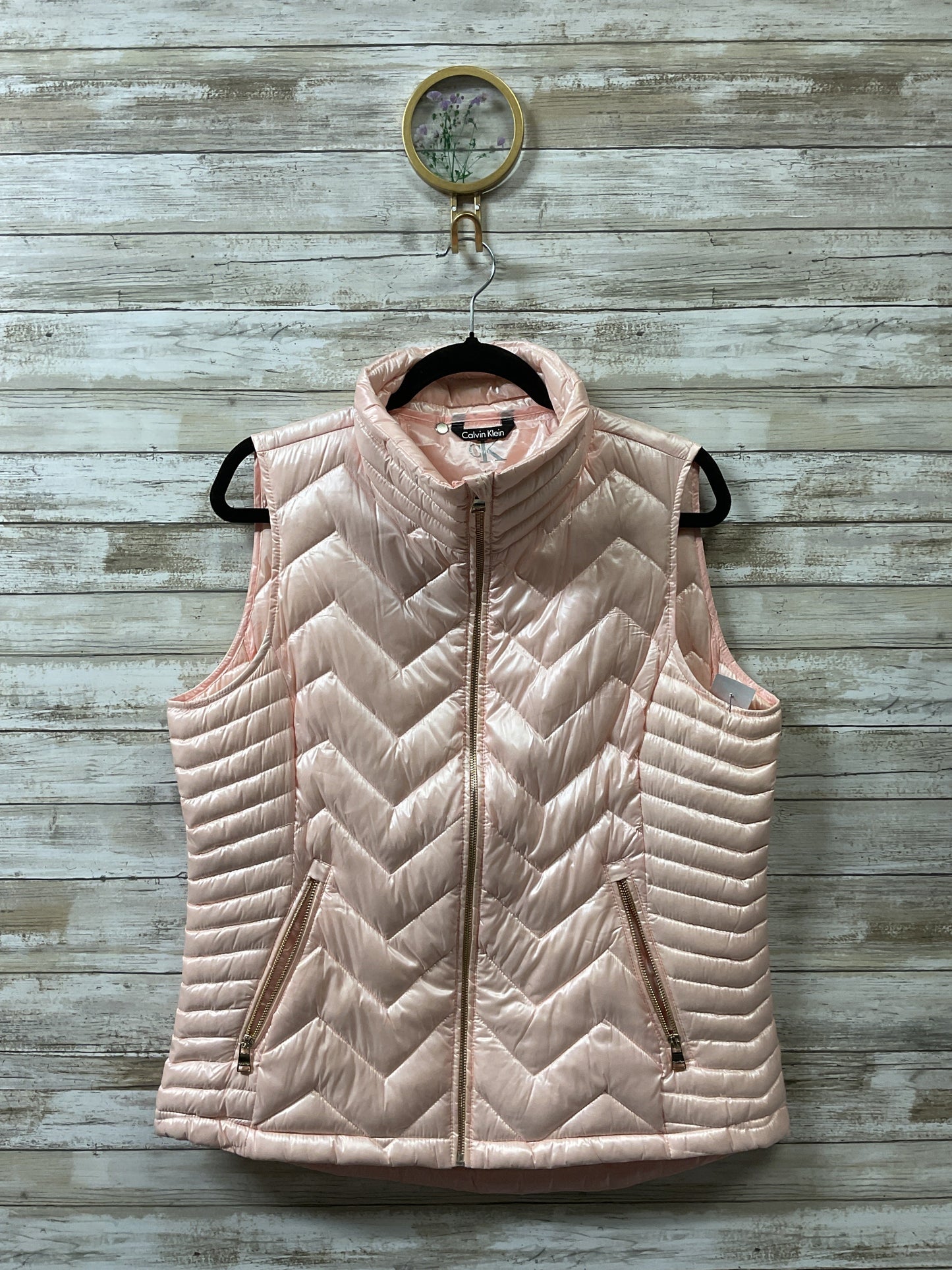 Vest Puffer & Quilted By Calvin Klein In Pink, Size:L