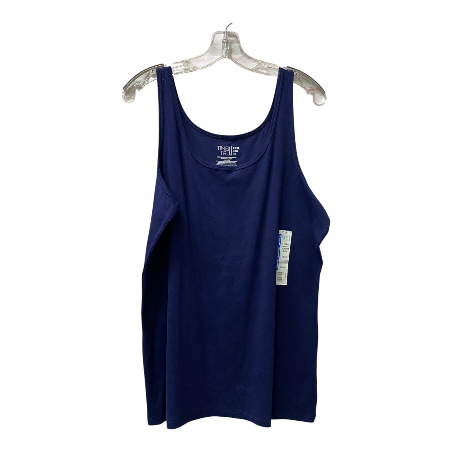 Top Sleeveless Basic By Time And Tru In Blue, Size:3X