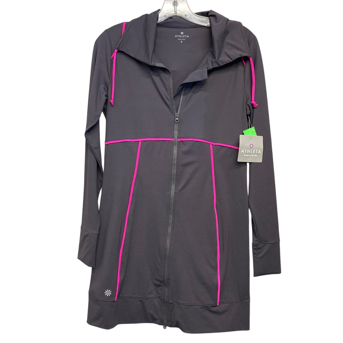 Athletic Jacket By Athleta In Grey & Pink, Size:S