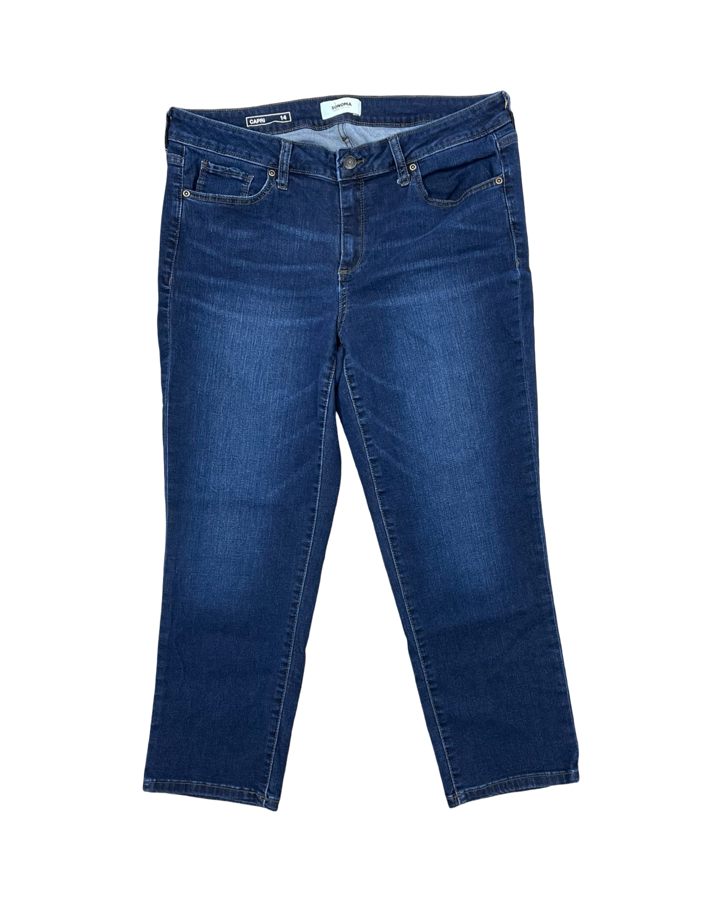 Jeans Cropped By Sonoma In Blue Denim, Size:14