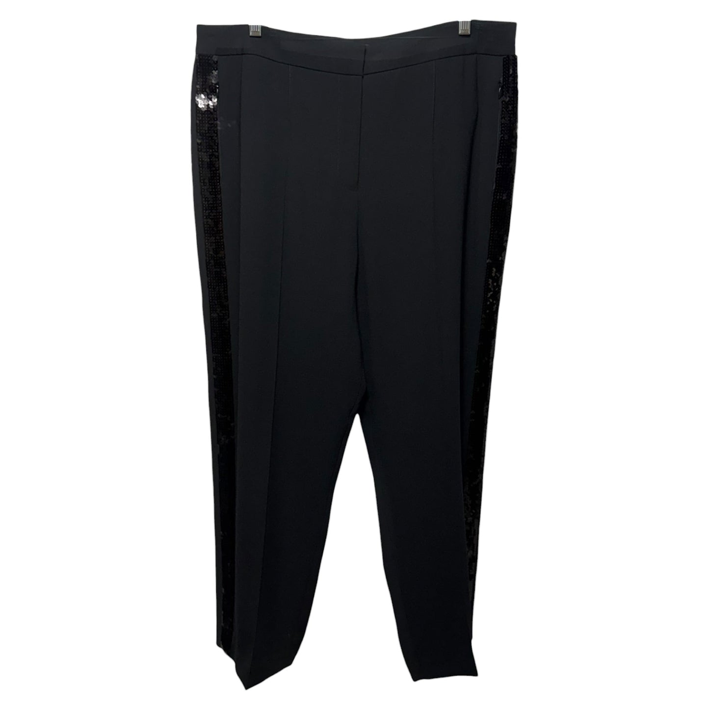 Linden Pleated Sequined Blouse & Bonnie Sequin Embellished Straight Leg Pants Set 2pc By Kobi Halperin In Black, Size: 16
