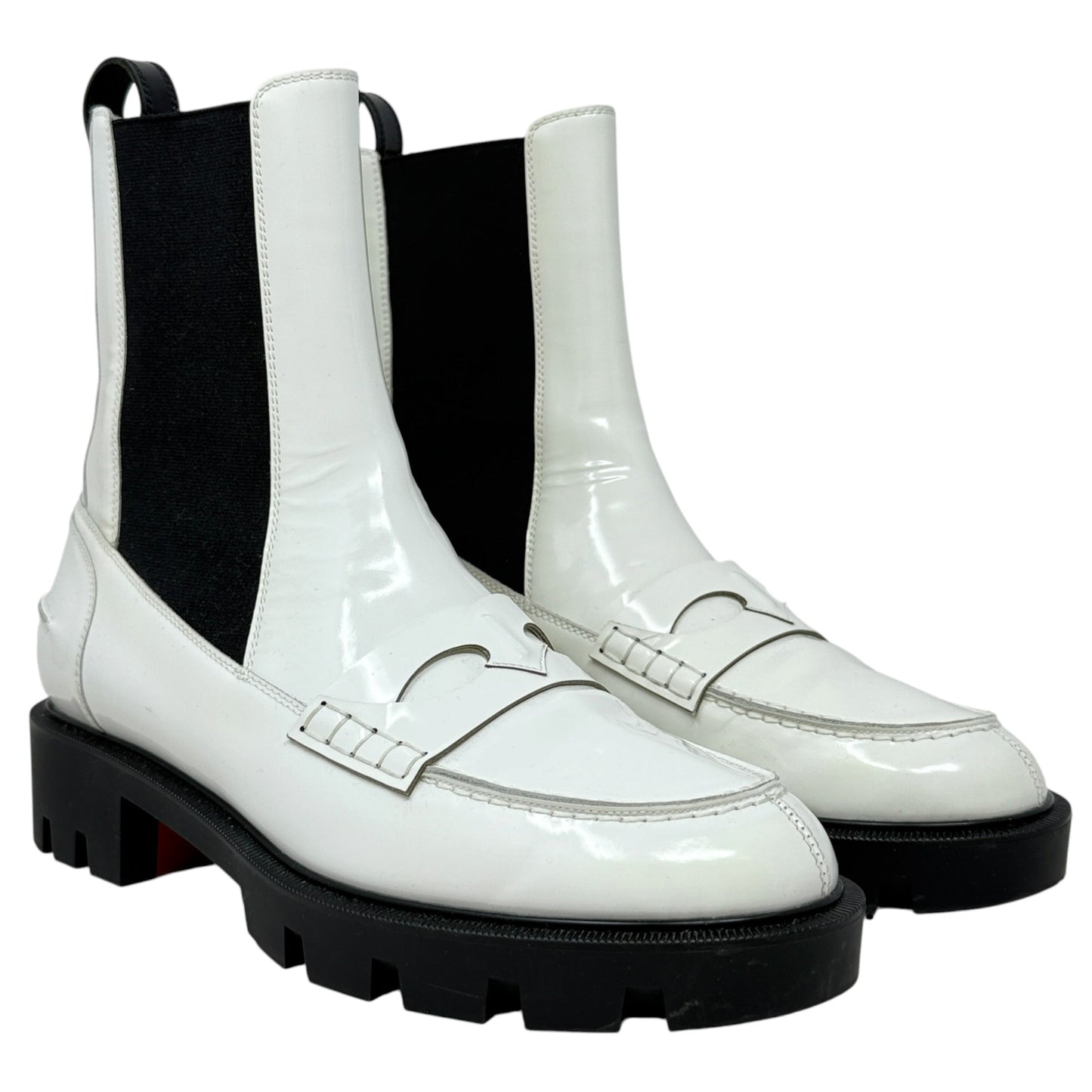 Montezu Lug  Boots Luxury Designer By Christian Louboutin In White, Size: 9.5 (39.5)