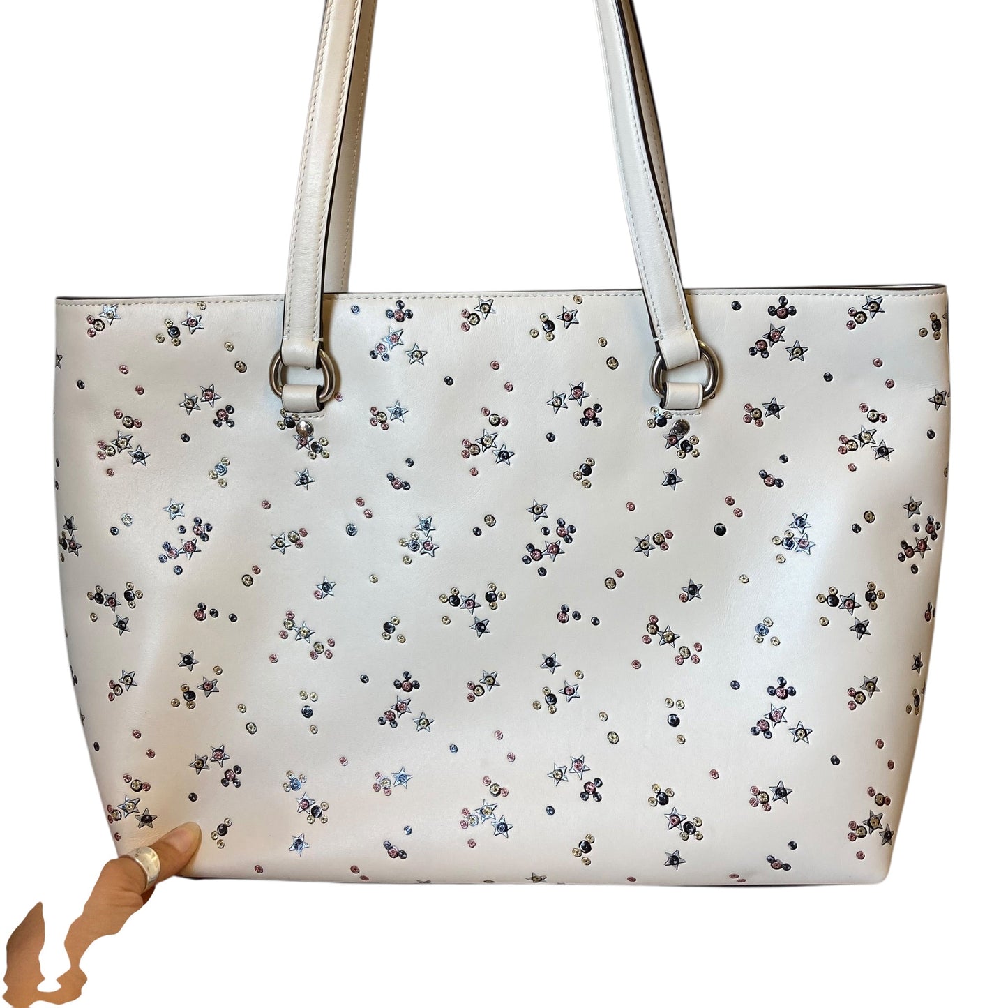 Handbag Designer By Coach In Cream, Size:Large