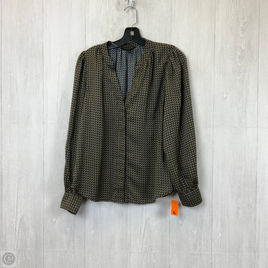 Blouse Long Sleeve By Banana Republic In Blue & Tan, Size: M