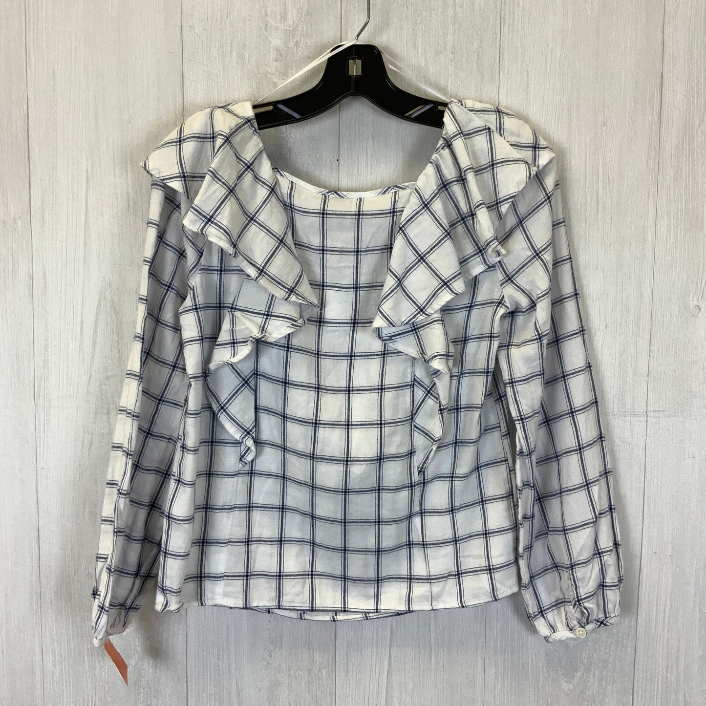 Top Long Sleeve By J Crew O In White Blue, Size: Xxs