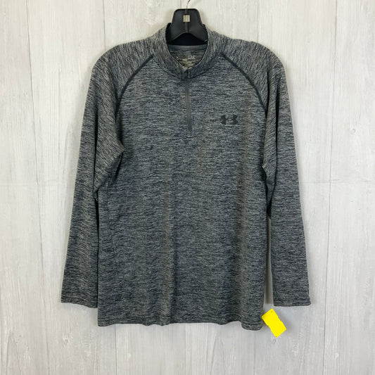 Athletic Top Long Sleeve Collar By Under Armour In Grey, Size: S