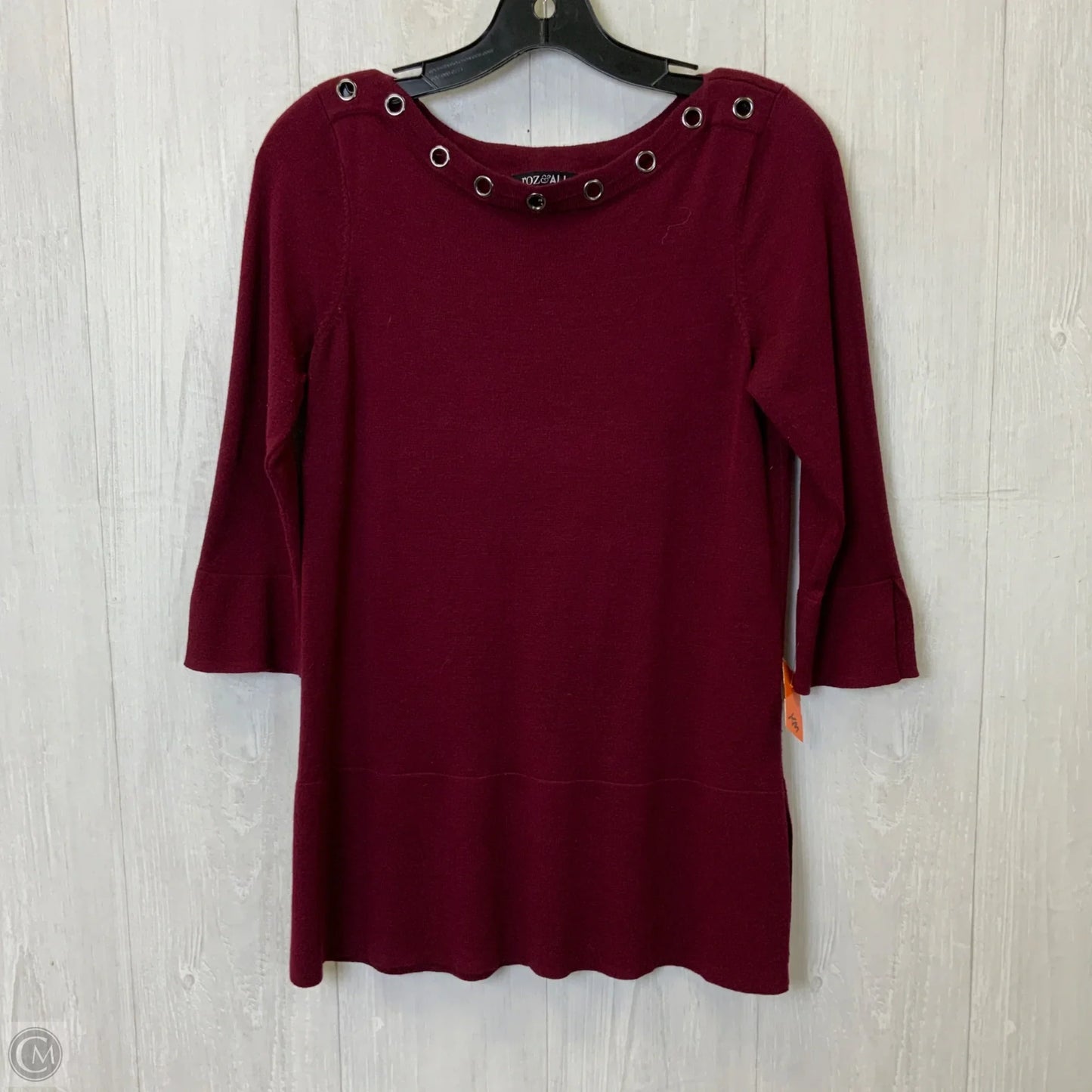 Top Long Sleeve By Roz And Ali In Maroon, Size: Xsp