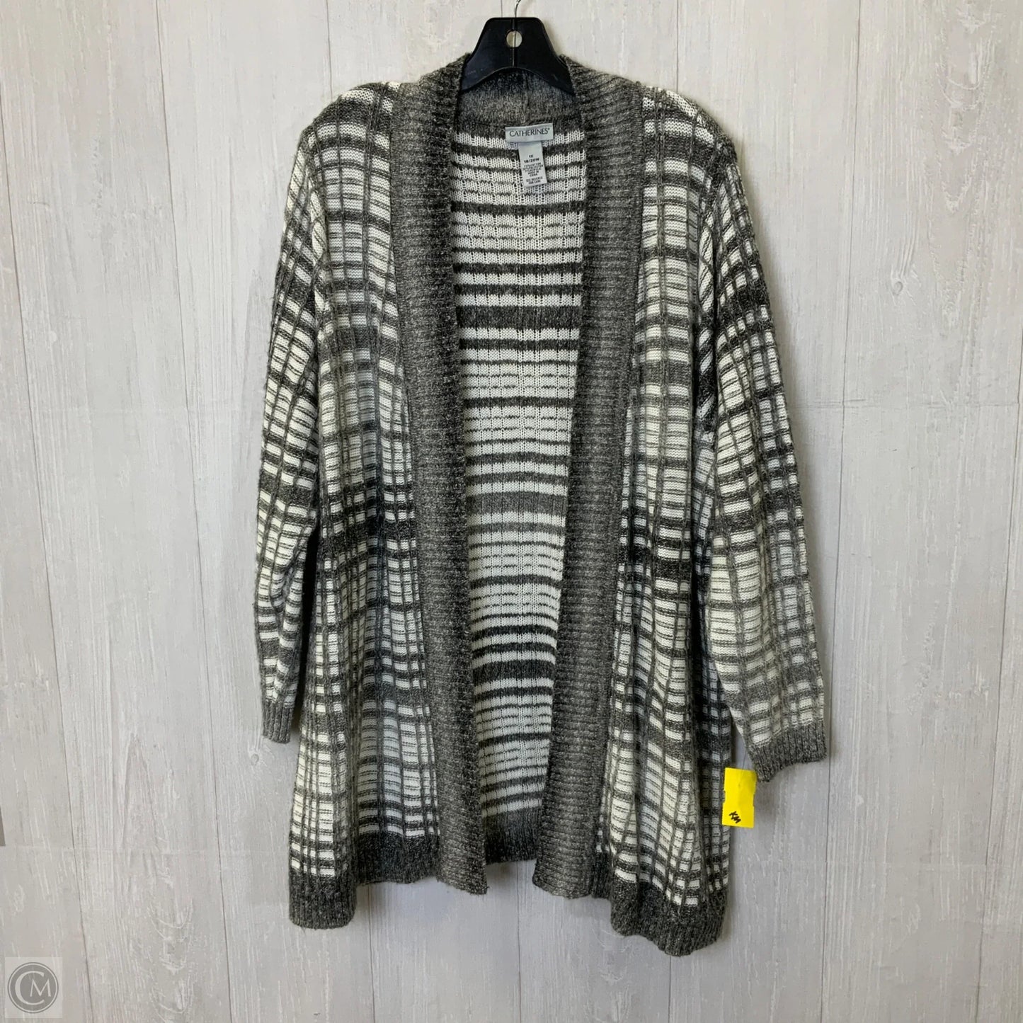 Sweater Cardigan By Catherines In Grey & White, Size: 2x