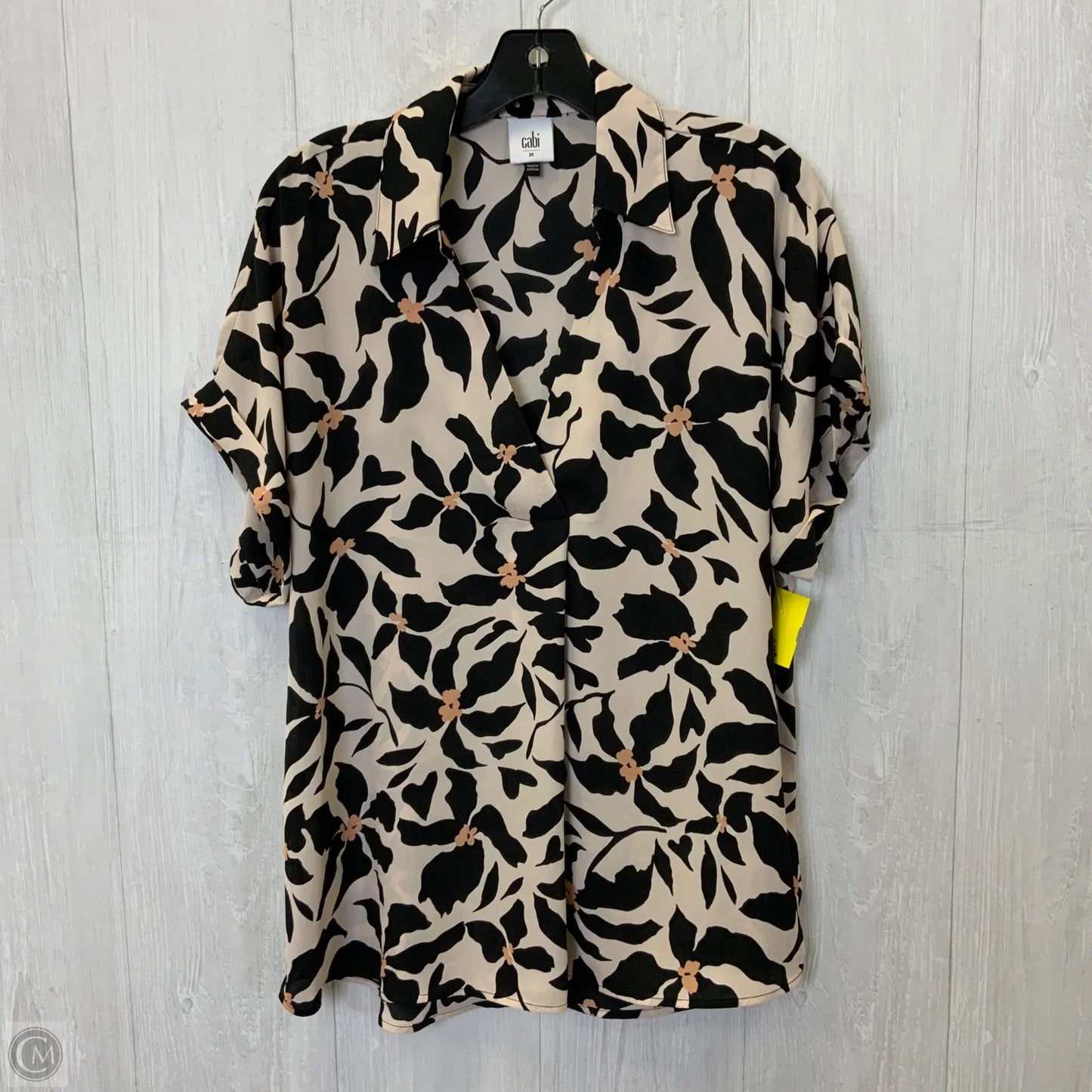 Blouse Short Sleeve By Cabi In Black & Cream, Size: M