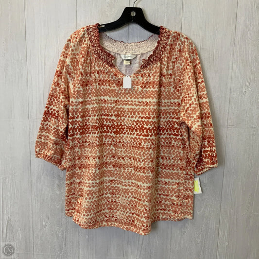 Top 3/4 Sleeve Basic By Cj Banks In Orange & White, Size: 1x