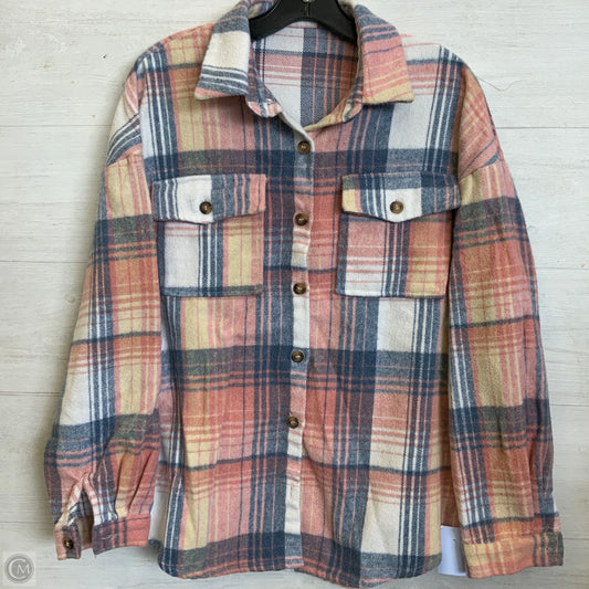 Jacket Shirt By Clothes Mentor In Blue & Pink, Size: M