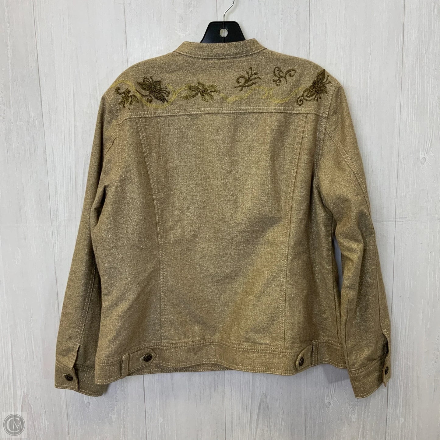 Jacket Denim By Chicos In Gold, Size: L