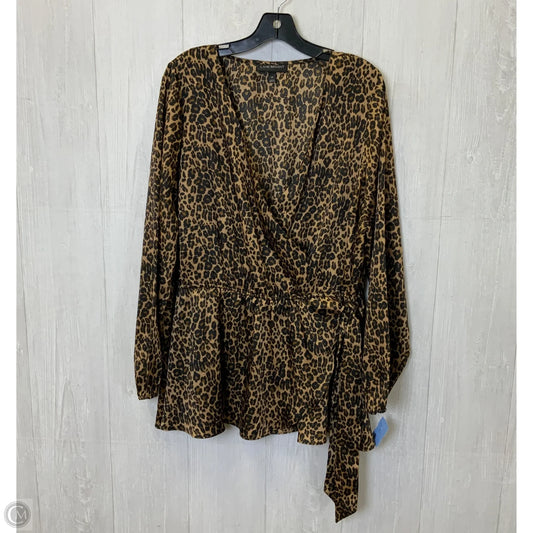 Blouse Long Sleeve By Lane Bryant In Leopard Print, Size: 2x