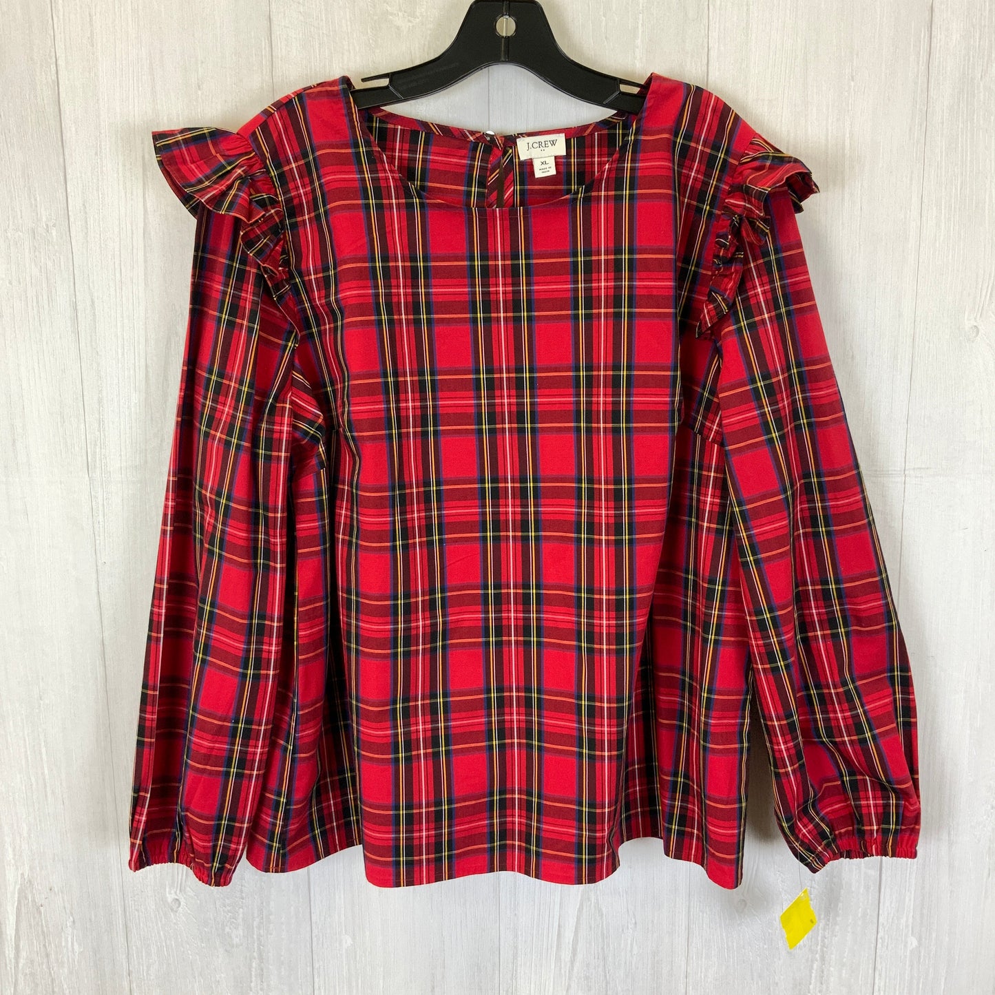 Top Long Sleeve By J. Crew In Plaid Pattern, Size: Xl