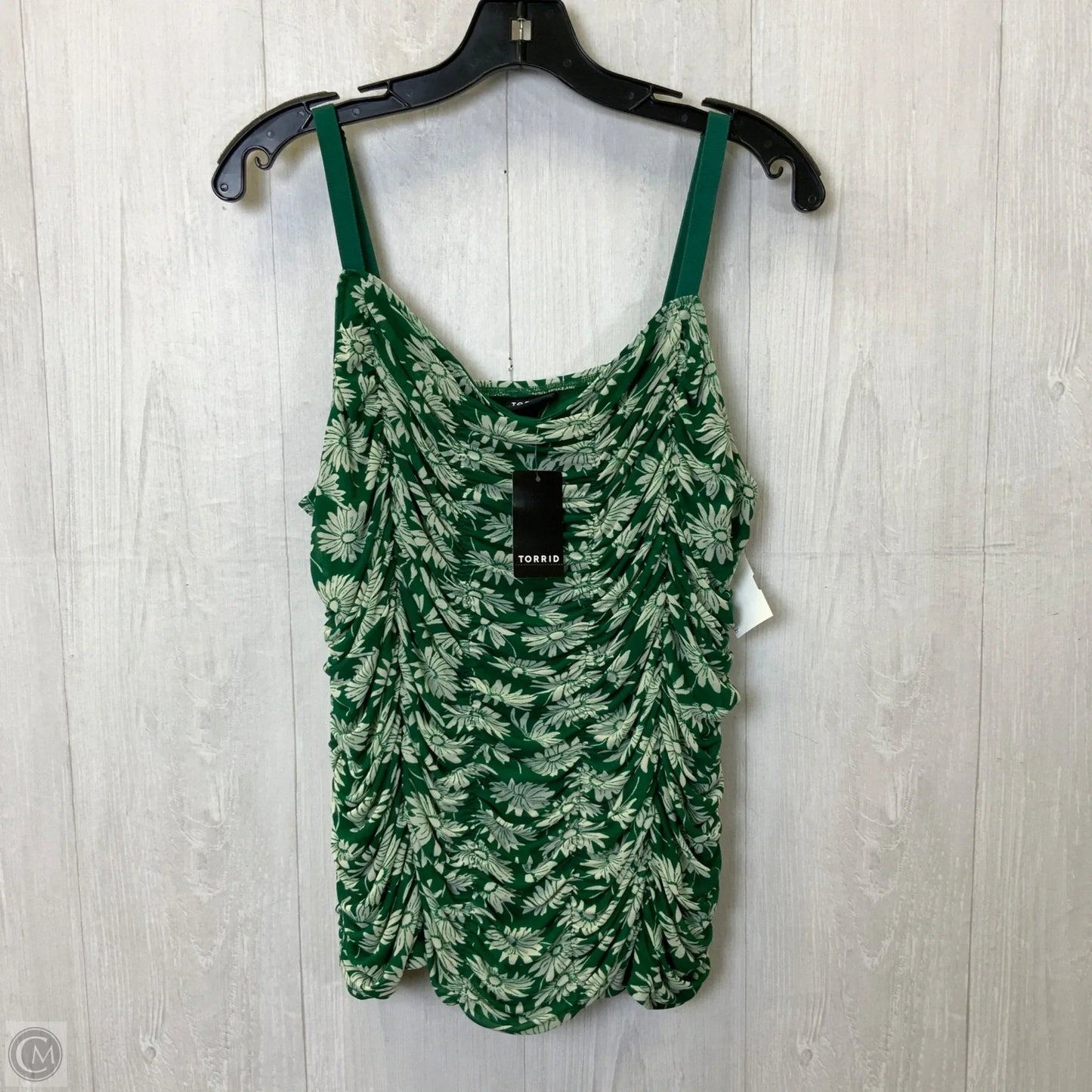 Top Sleeveless By Torrid In Green & White, Size: 2x