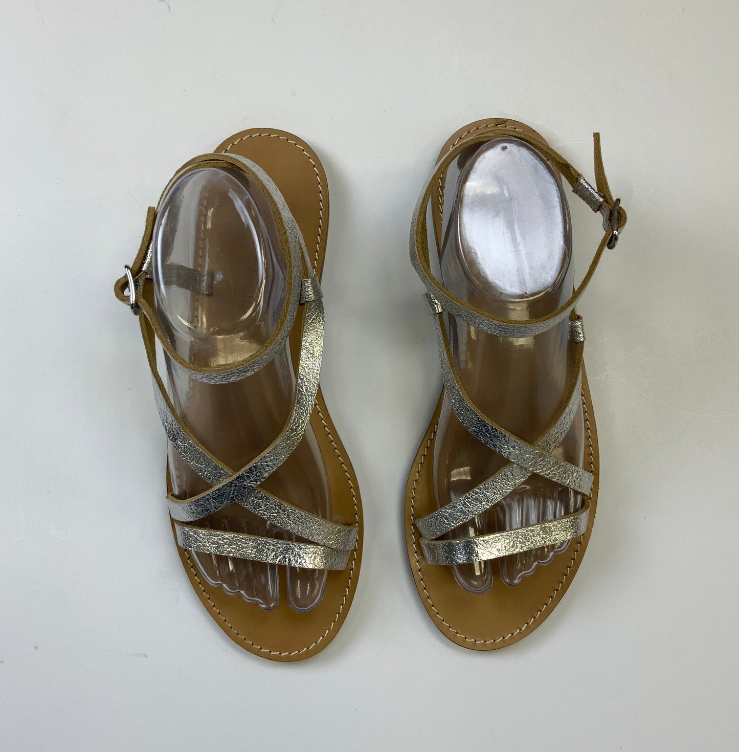 Silver Sandals Flats J. Crew, Size 9.5