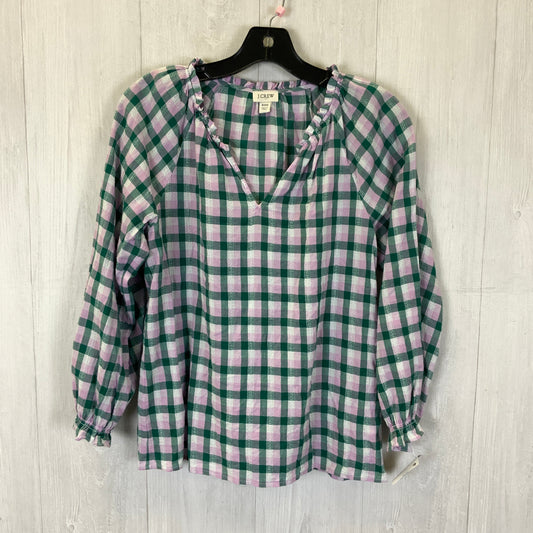 Top Long Sleeve By J. Crew In Green & Purple, Size: Xxs