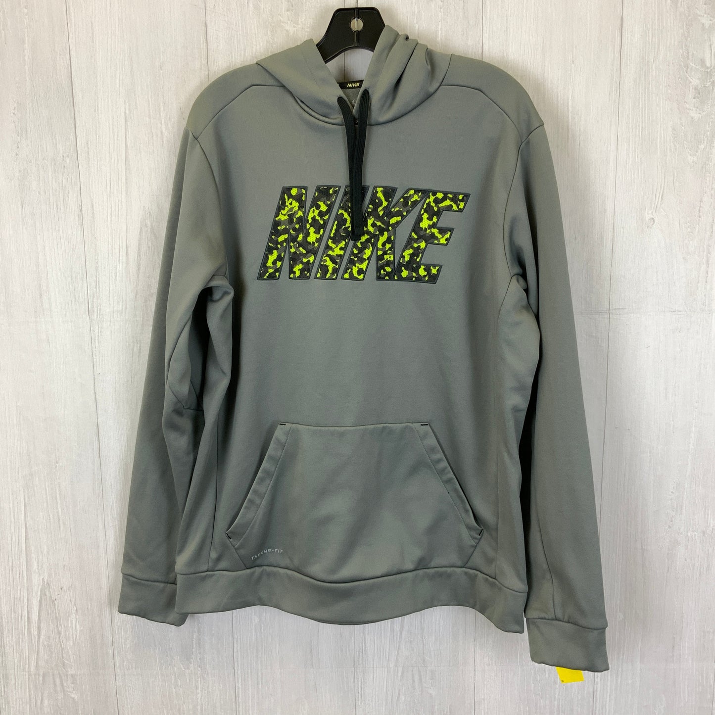 Athletic Top Long Sleeve Hoodie By Nike Apparel In Grey, Size: L