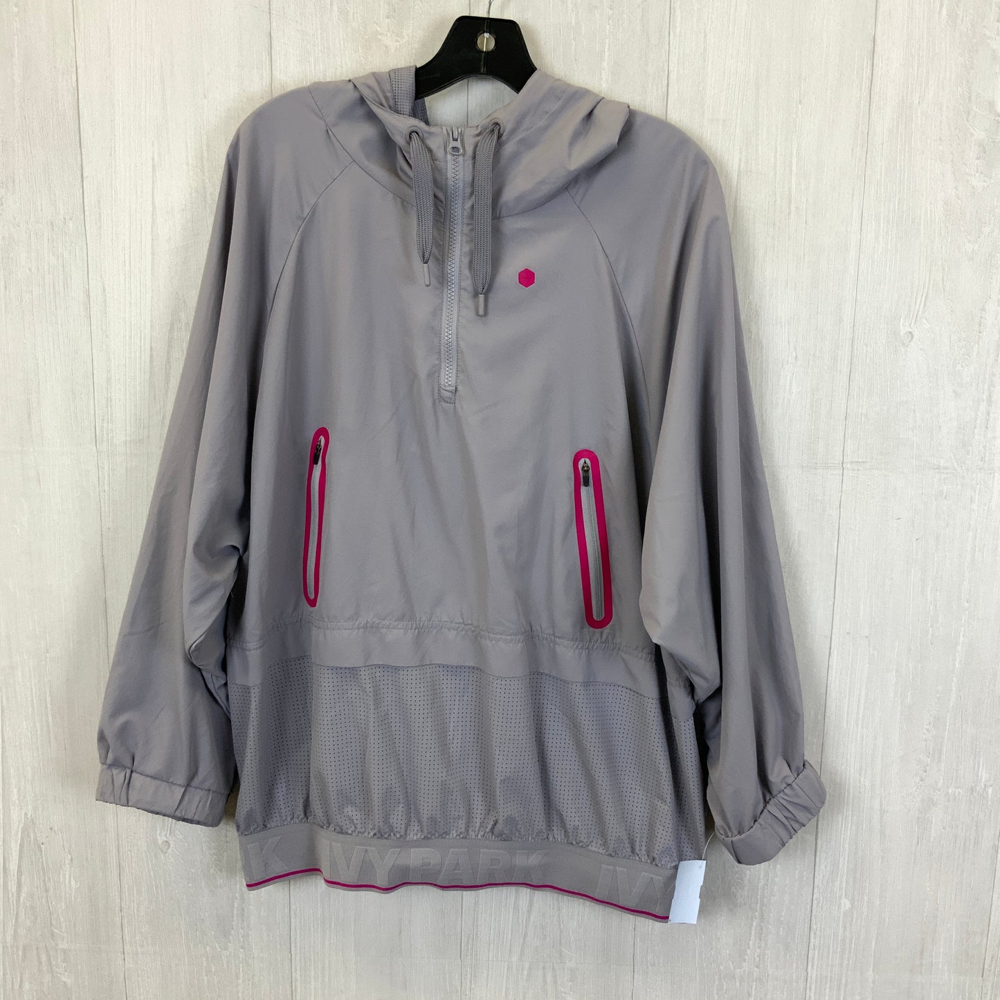 Athletic Top Long Sleeve Hoodie By Ivy Park In Grey, Size: M