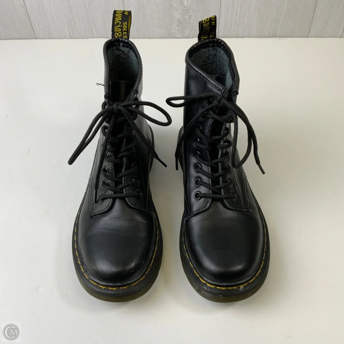 Boots Combat By Clothes Mentor In Black & Yellow, Size: 8.5
