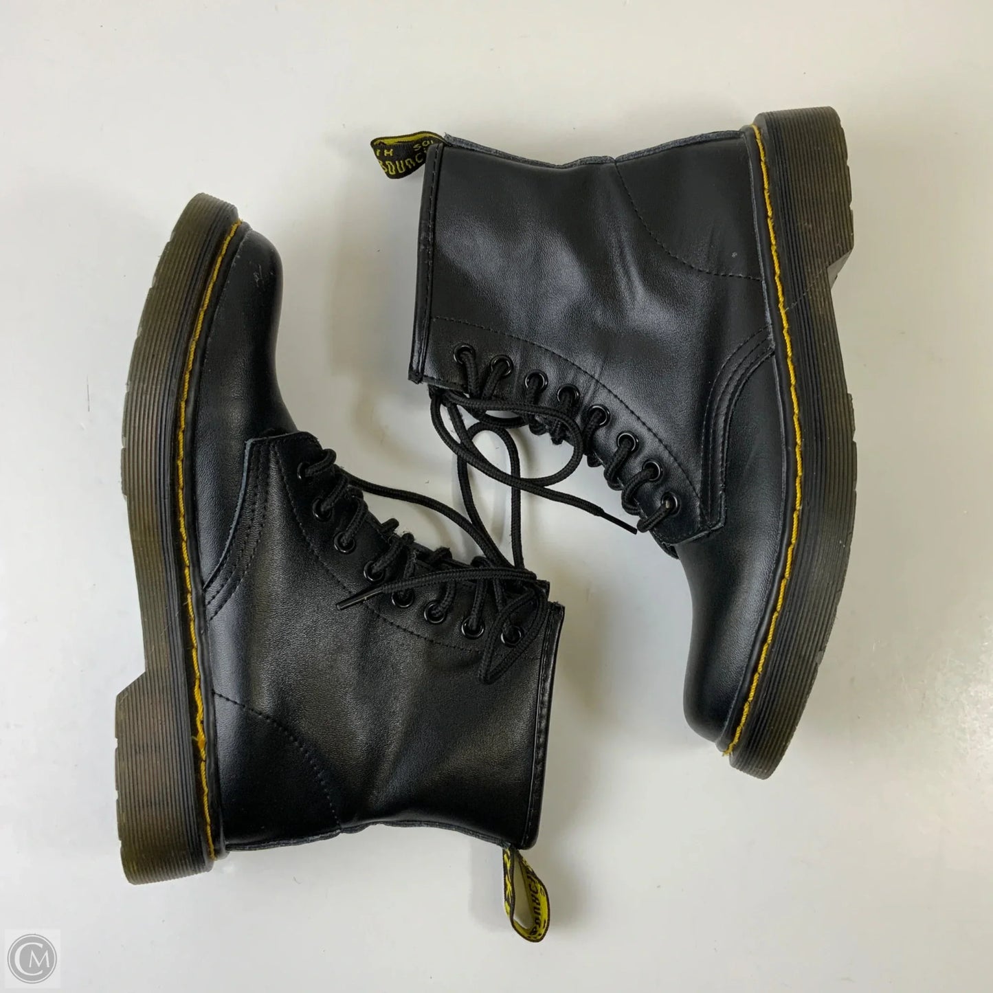 Boots Combat By Clothes Mentor In Black & Yellow, Size: 8.5