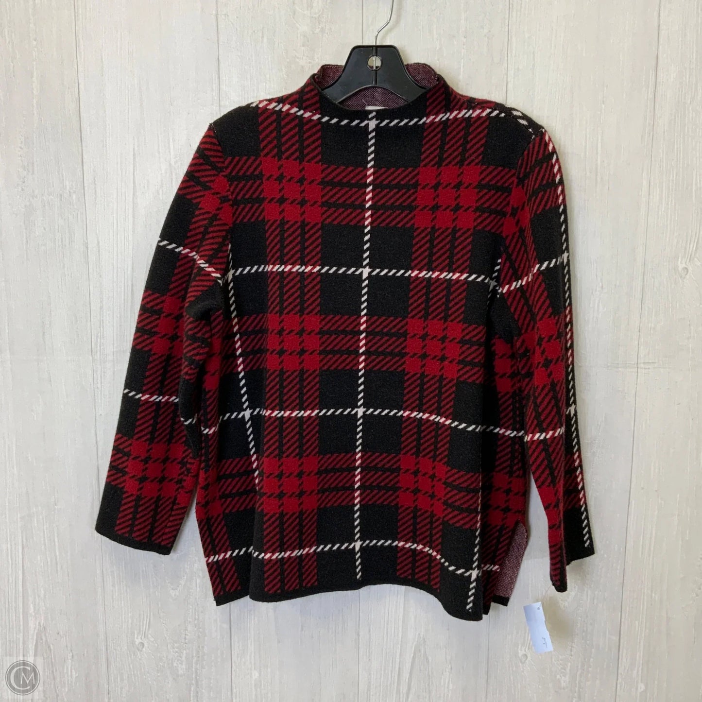 Sweater By Anne Klein In Plaid Pattern, Size: M