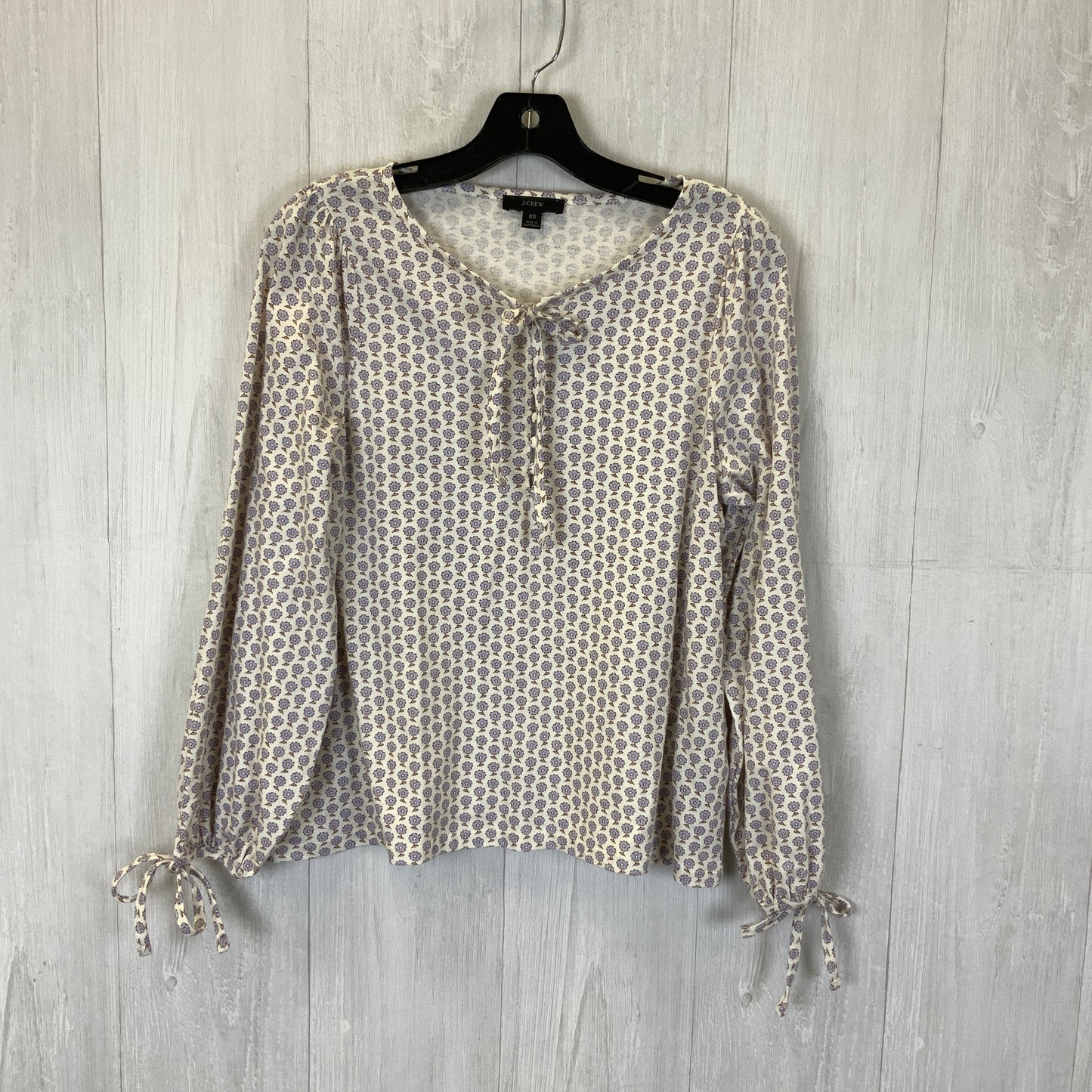 Top Long Sleeve By J. Crew In Cream & Purple, Size: Xs