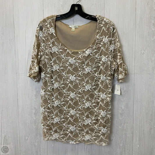 Tunic Short Sleeve By Dressbarn In Tan & White, Size: Xl