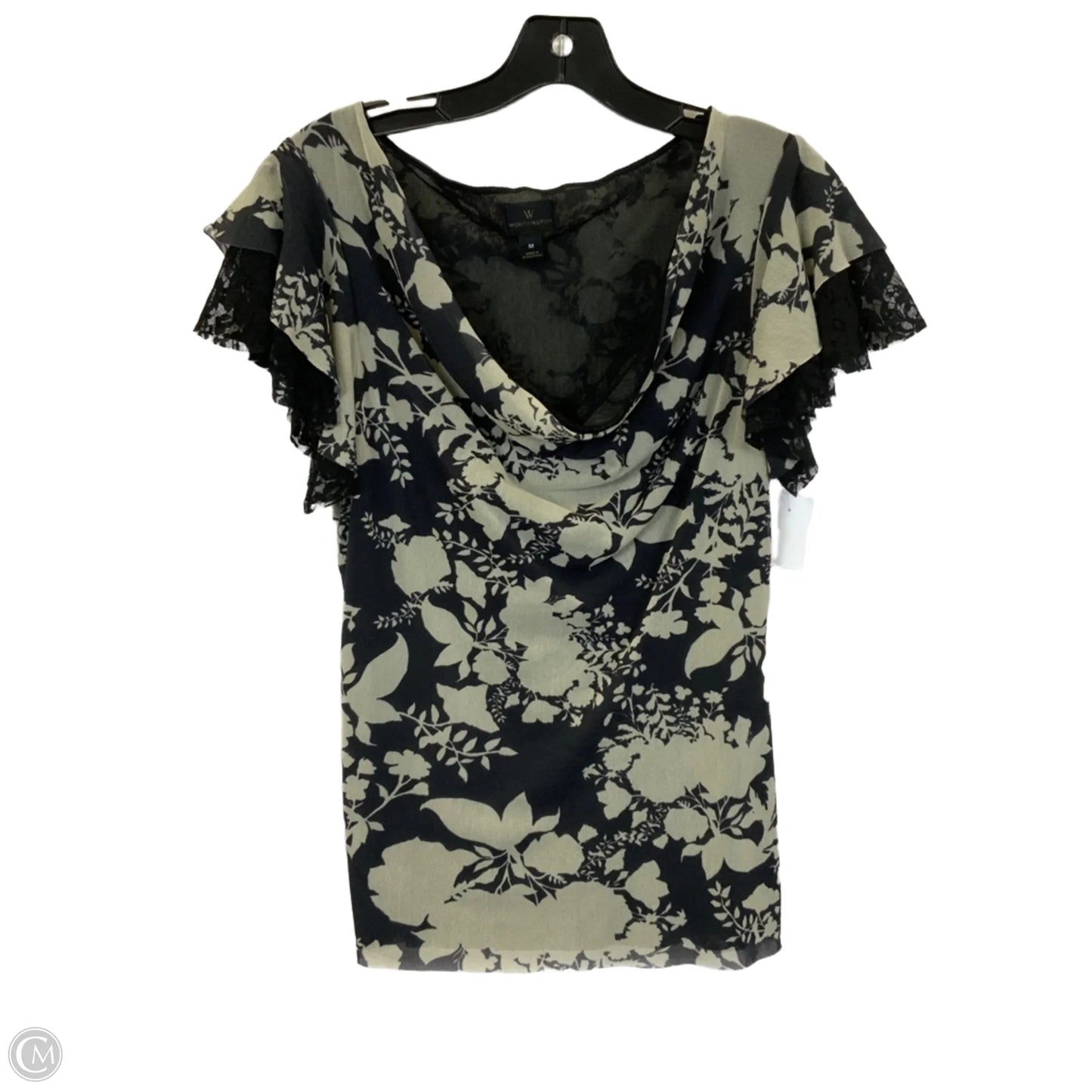 Top Short Sleeve By Worthington In Black & White, Size: M