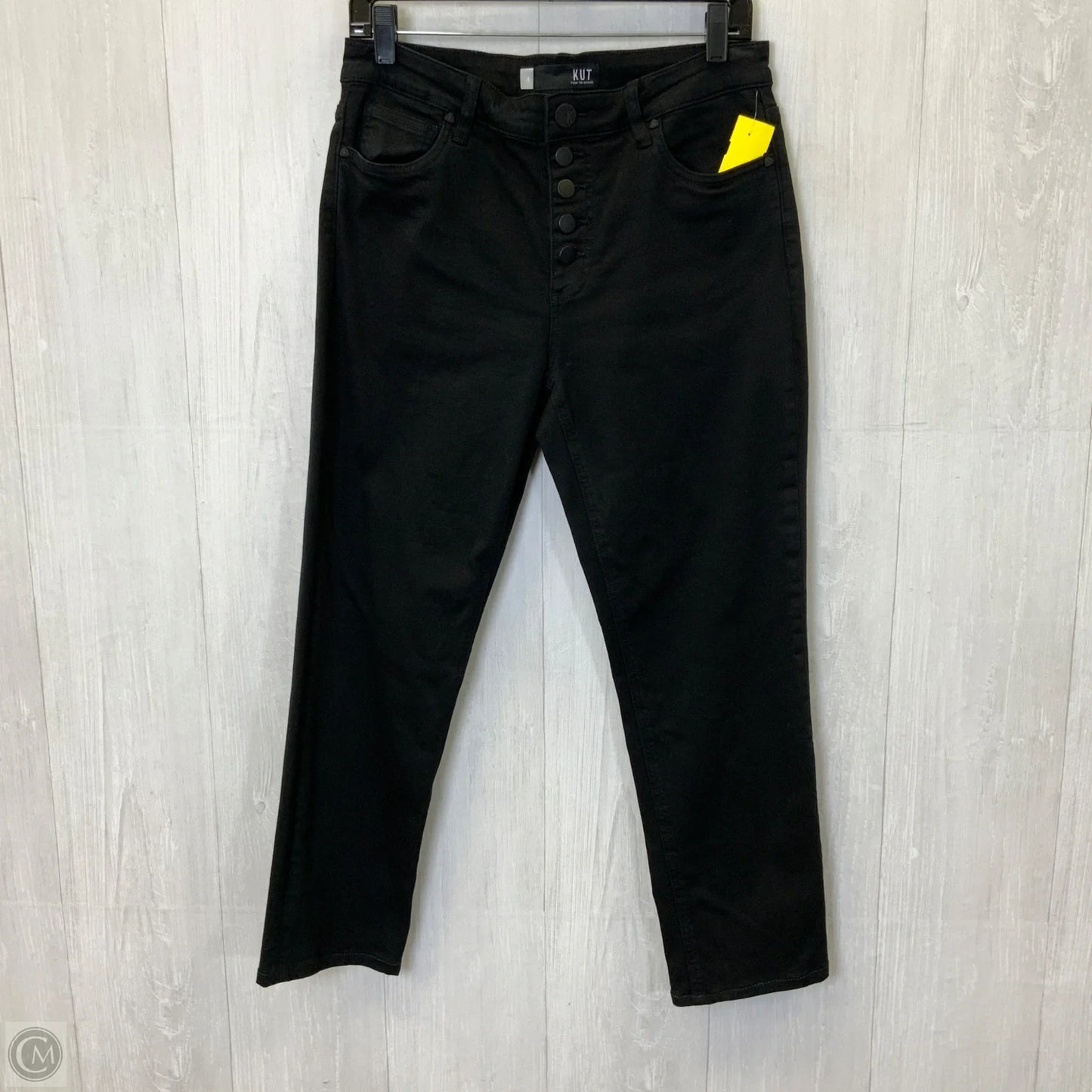 Jeans Straight By Kut In Black Denim, Size: 4