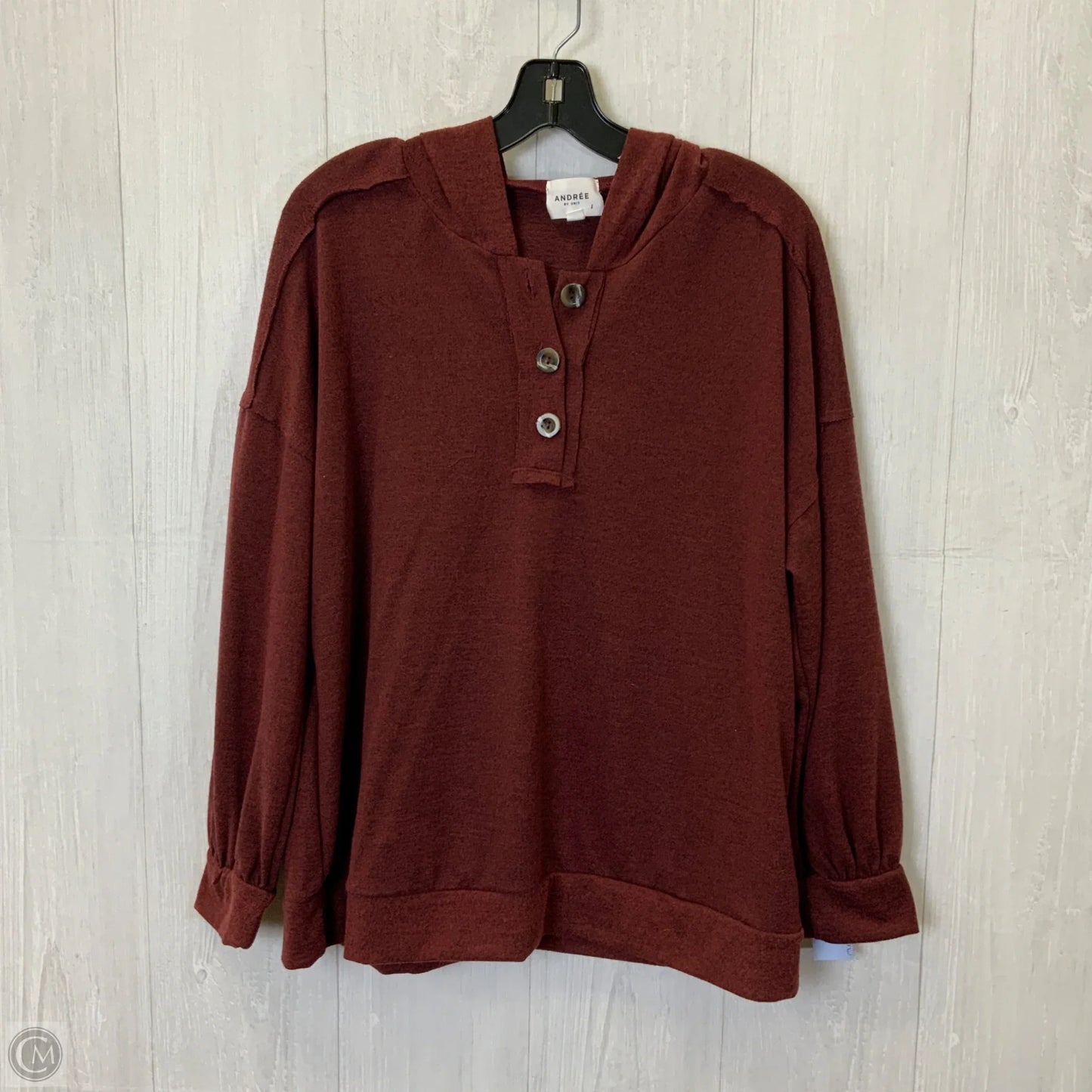 Top Long Sleeve By Andree By Unit In Red, Size: L