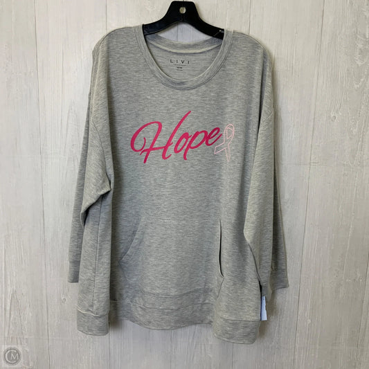 Top Long Sleeve By Livi Active In Grey, Size: 1x