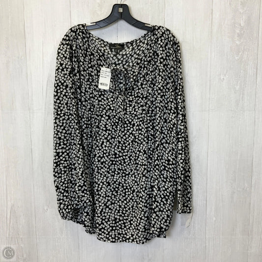 Blouse Long Sleeve By Suzanne Betro In Black & White, Size: 3x