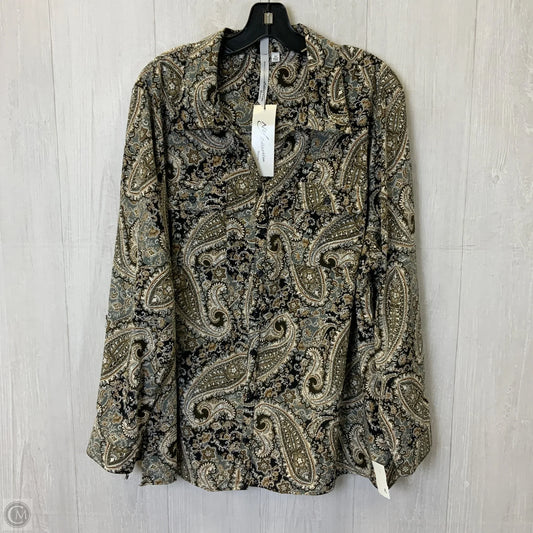 Blouse Long Sleeve By Ny Collection In Brown, Size: 3x