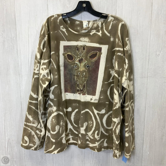 Top Long Sleeve By Clothes Mentor In Brown, Size: 2x