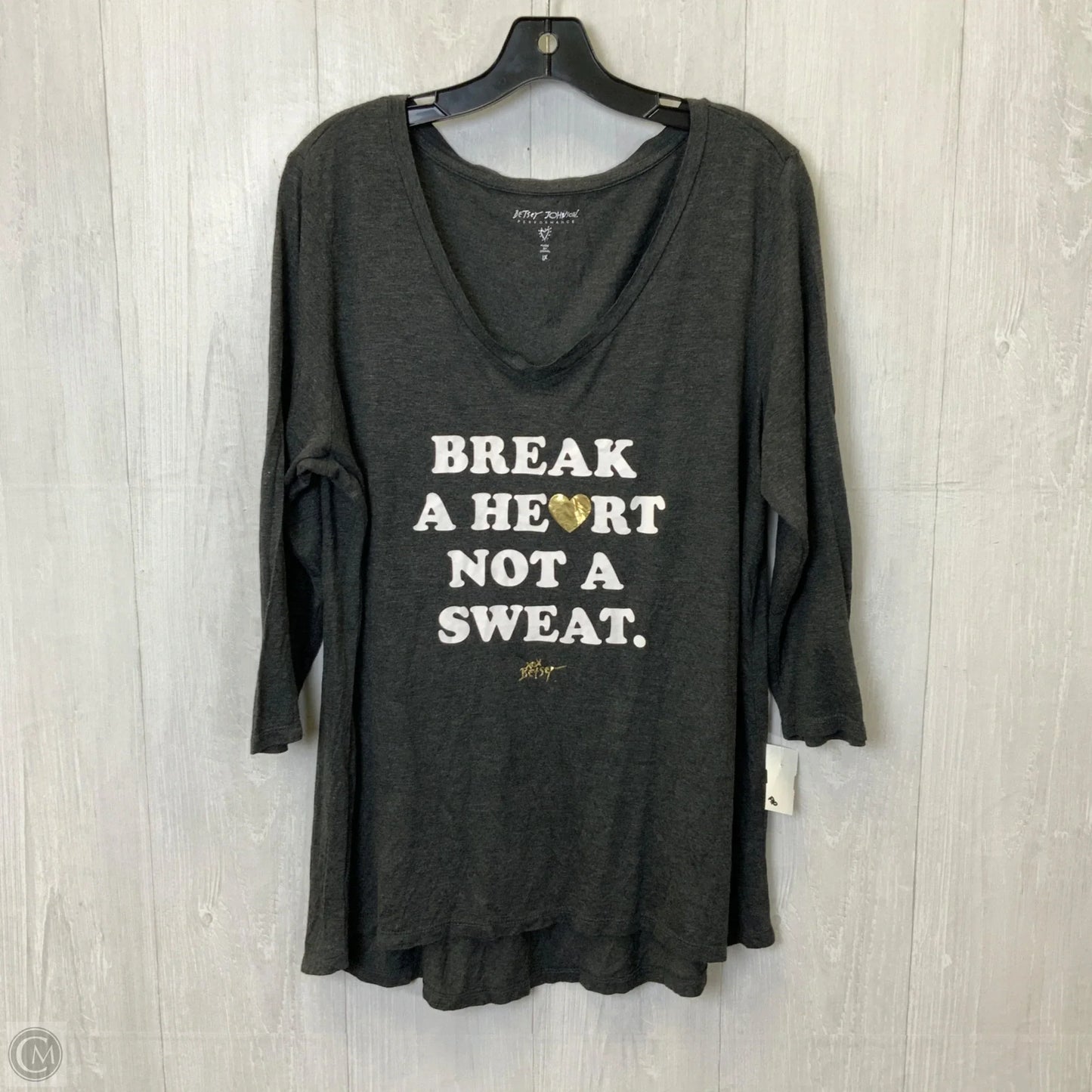 Top Long Sleeve By Betsey Johnson In Grey, Size: 1x