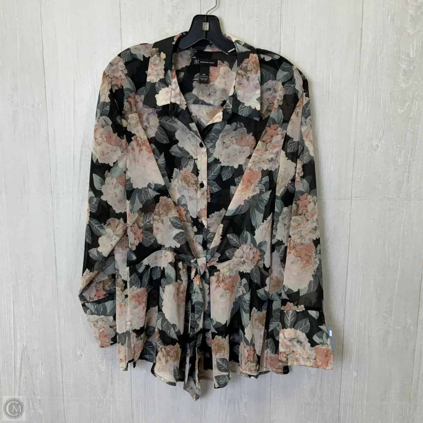 Blouse Long Sleeve By Inc In Floral Print, Size: 1x