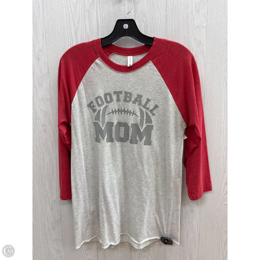 Top Long Sleeve By Next Level In Grey & Red, Size: S