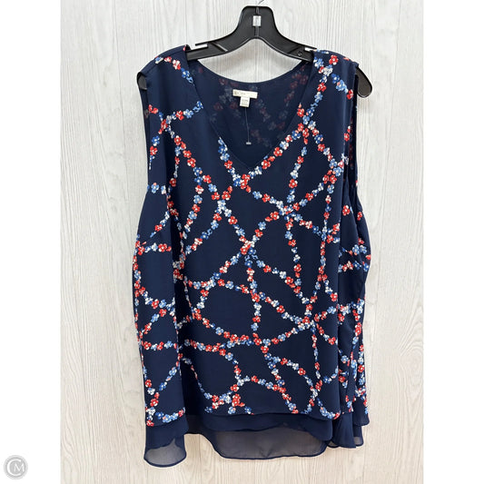 Top Sleeveless By Cato In Navy, Size: 4x