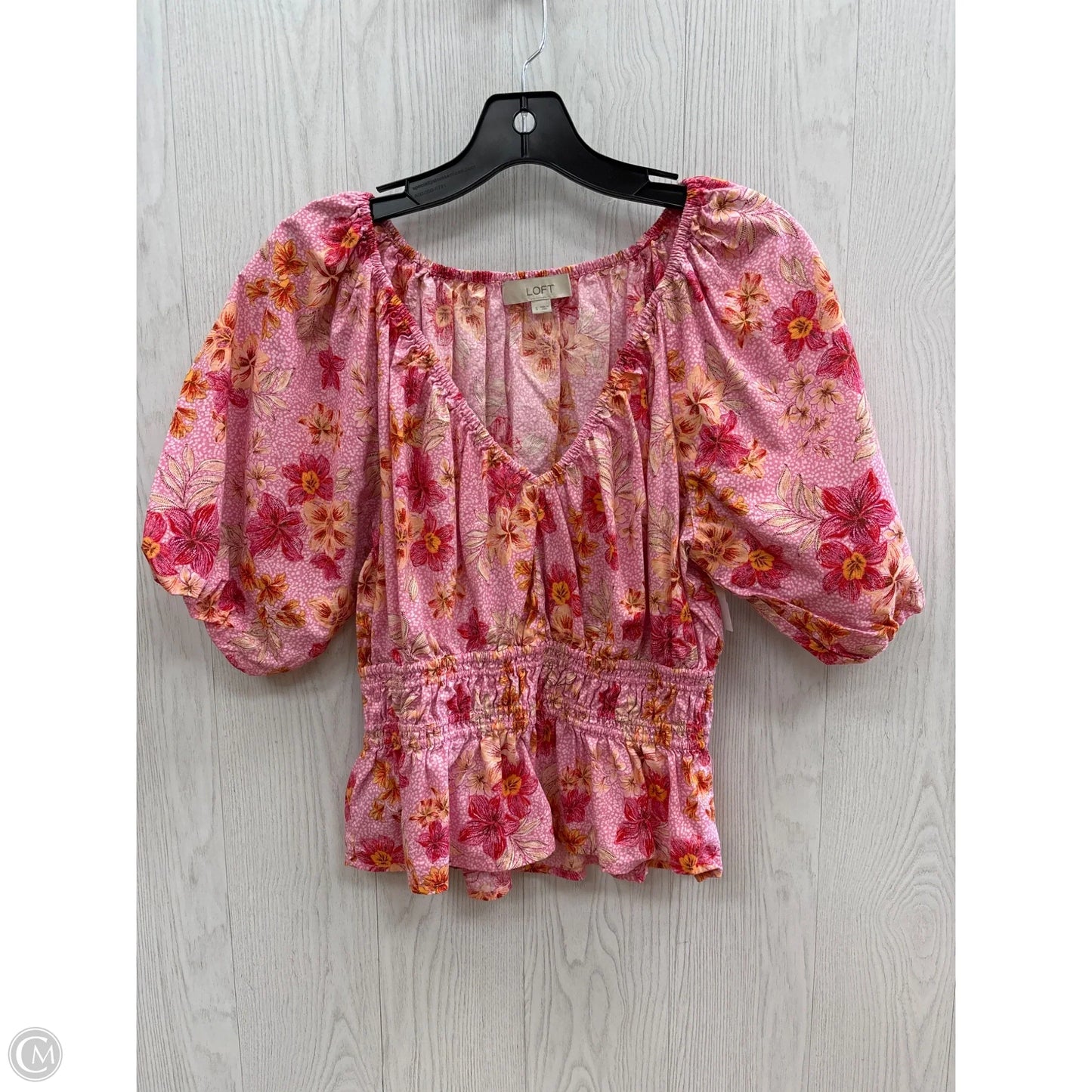 Top Short Sleeve By Loft In Pink, Size: S