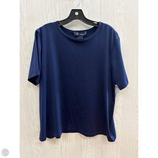 Top Short Sleeve By Susan Graver In Navy, Size: 1x